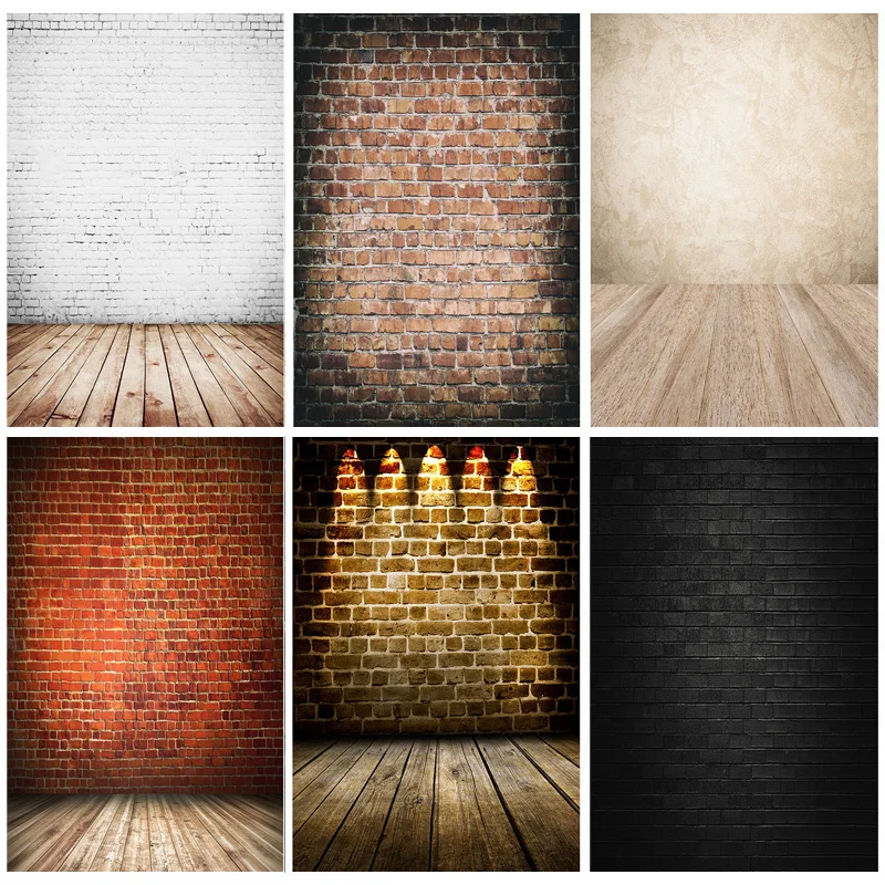 

Photorealistic Fabric Vintage Brick Wall Wooden Floor Photography Backdrops Portrait Photo Background Studio Prop 21712 YXZQ-02