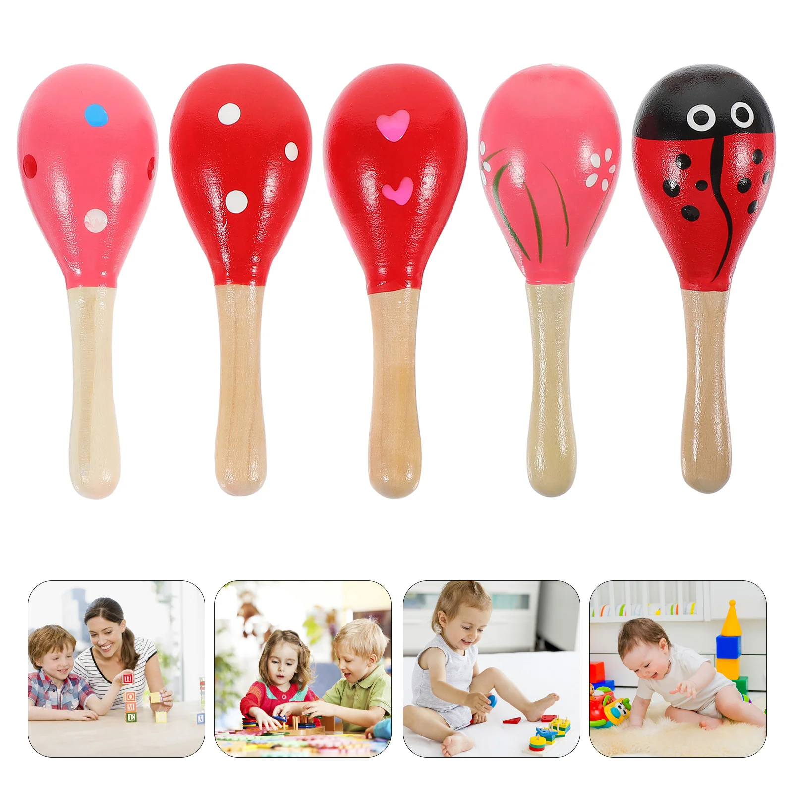 

Wood Sand Hammer Rattle Early Educational Instrument Music Toy for Infants and Children (Random Color Pattern)