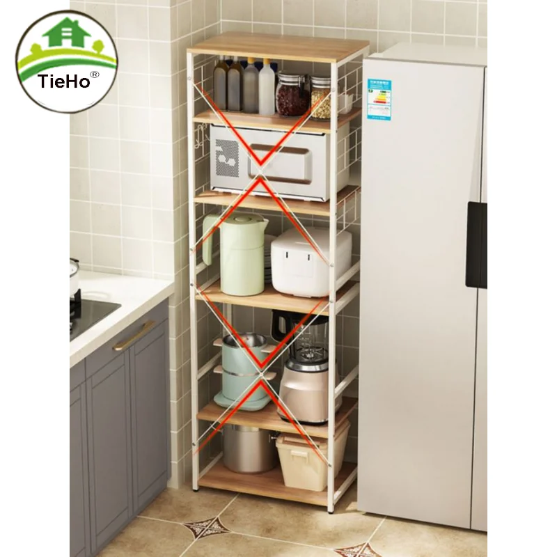 Floor Standing Movable Kitchen Shelf Household Large Capacity Storage  Cabinet With Wheels Simple Microwave Oven Holder Furniture