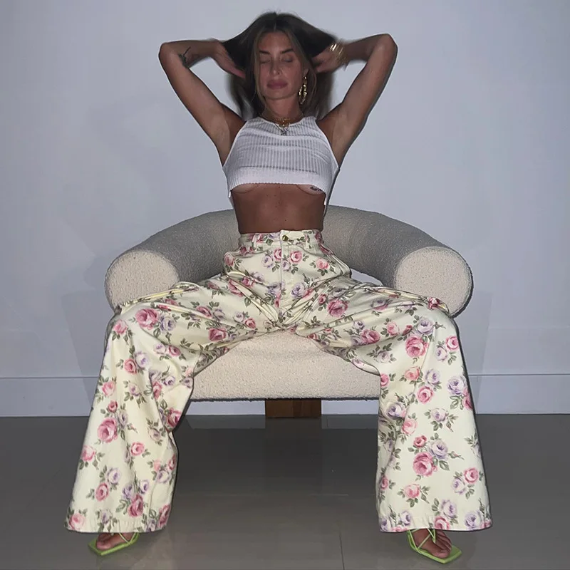 

New Printed Low Waist Casual Overalls