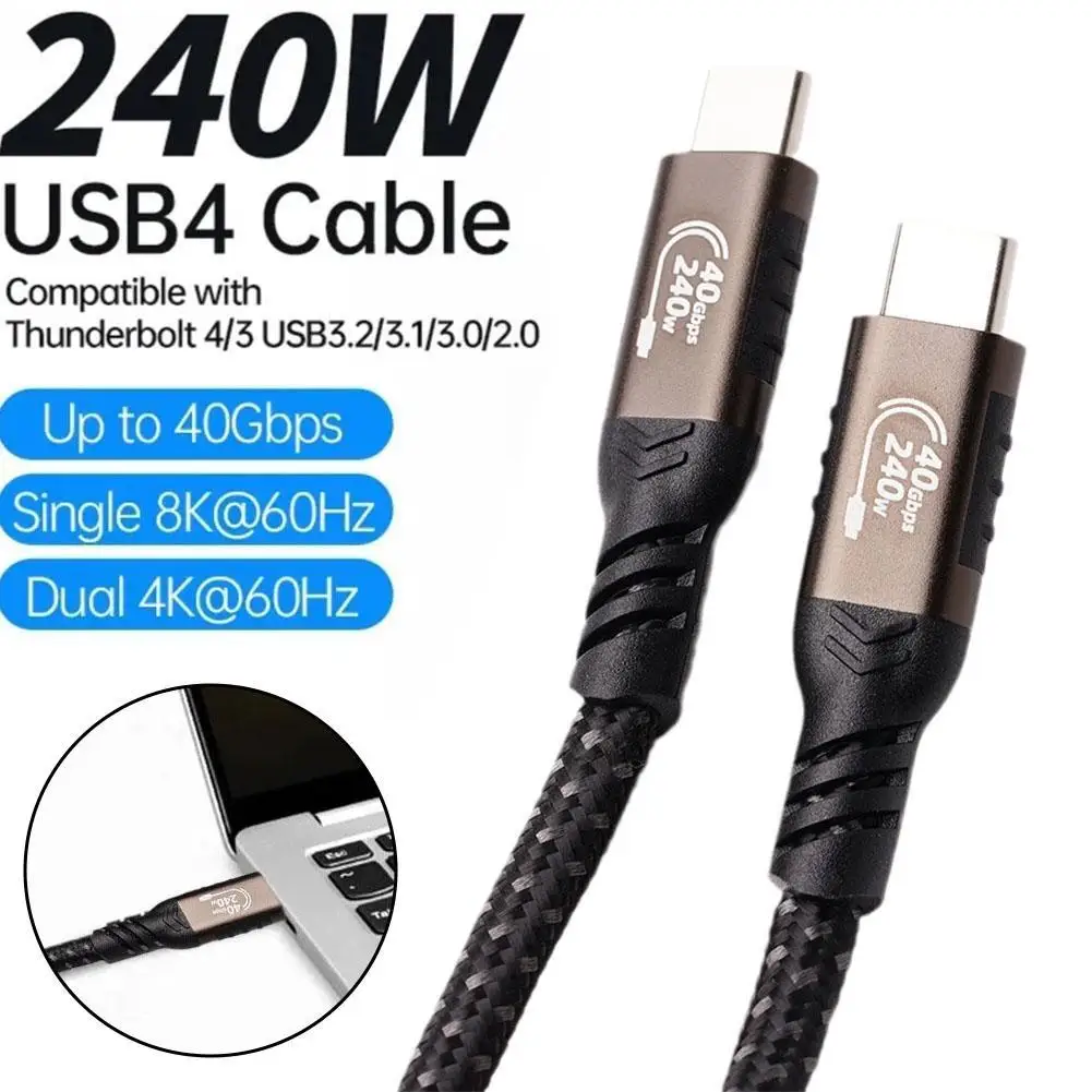 

0.2/0.5/1//1.5m PD240W USB C to USB C Cable 40Gbps Data Transfer 8K@60Hz Thunderbolt 4 Type C Cable for Macbook Laptop Phone