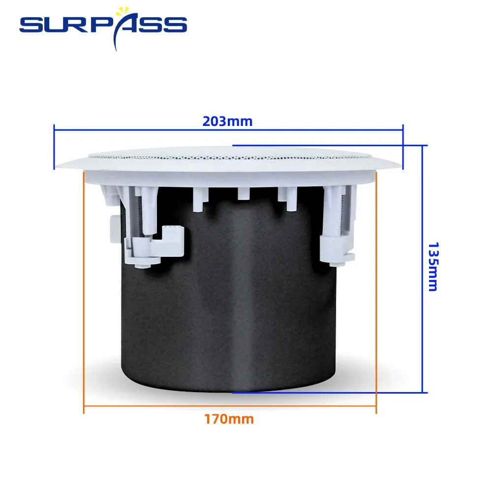 5'' 20W Ceiling Speaker PA Sound System 2 Way Recessed In Ceiling Wall Broadcast Music Loudspeaker for Indoor Shopping Mall Gym