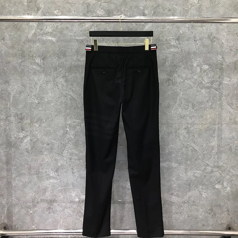 

TB THOM Suit Pants Autunm Winter Men's Pants Fashio Brand Trousers For Men Black 4-Bar Stripe Formal Casual Black TB Pant