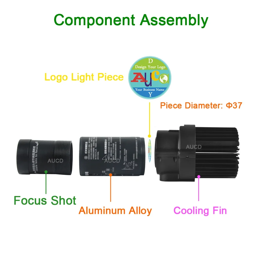 LED Projector 37mm/1.46" RGB Gobo Card Fit HD LED Advertising Lighting Cafe Shop Business Design Sign Flag Brand AD Projector Lamp