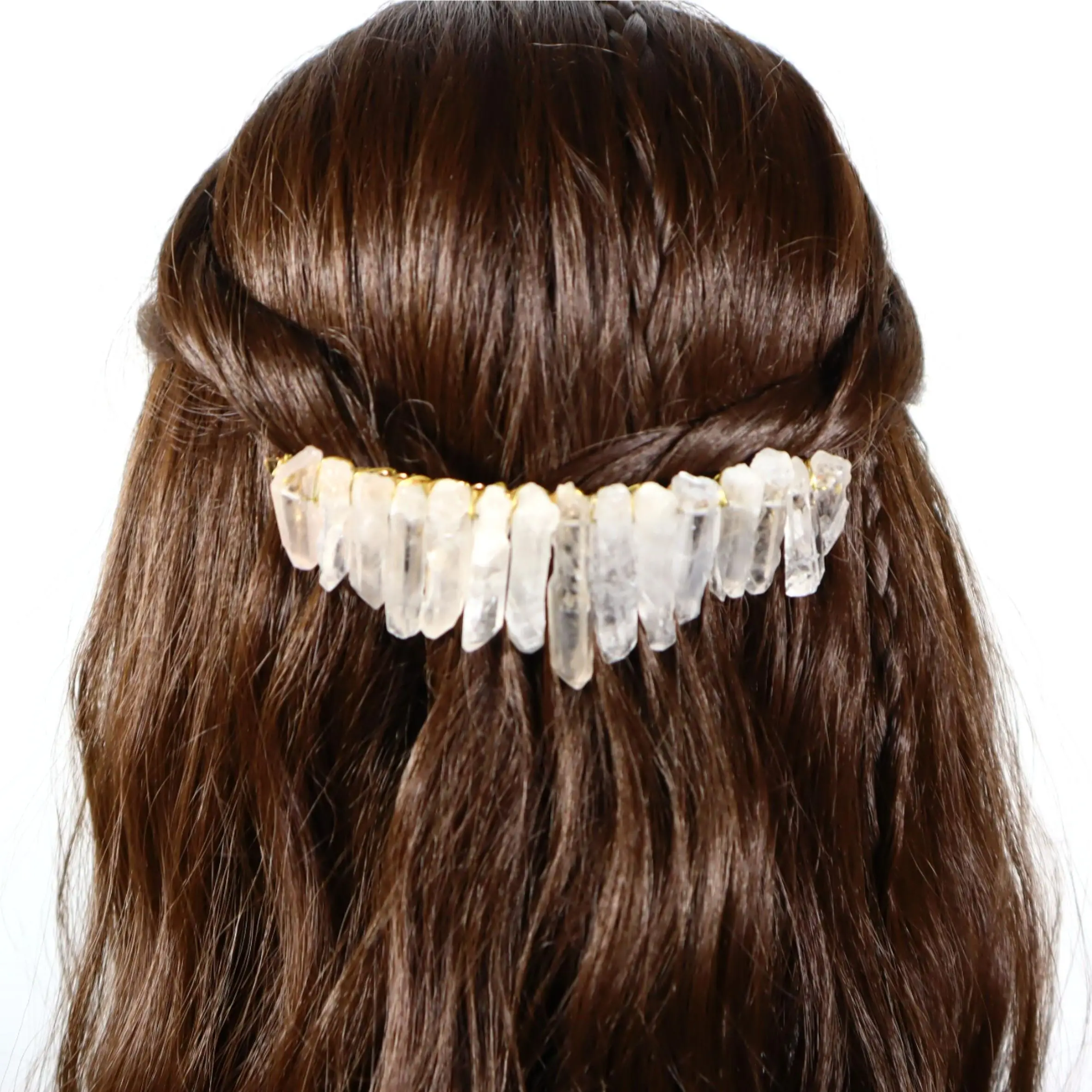 Raw crystal wedding hair accessories hair comb hair fork hairpin