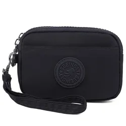 Elegant Women's Nylon Wallet with Lanyard - Double Layer, Waterproof Clutch (Black)