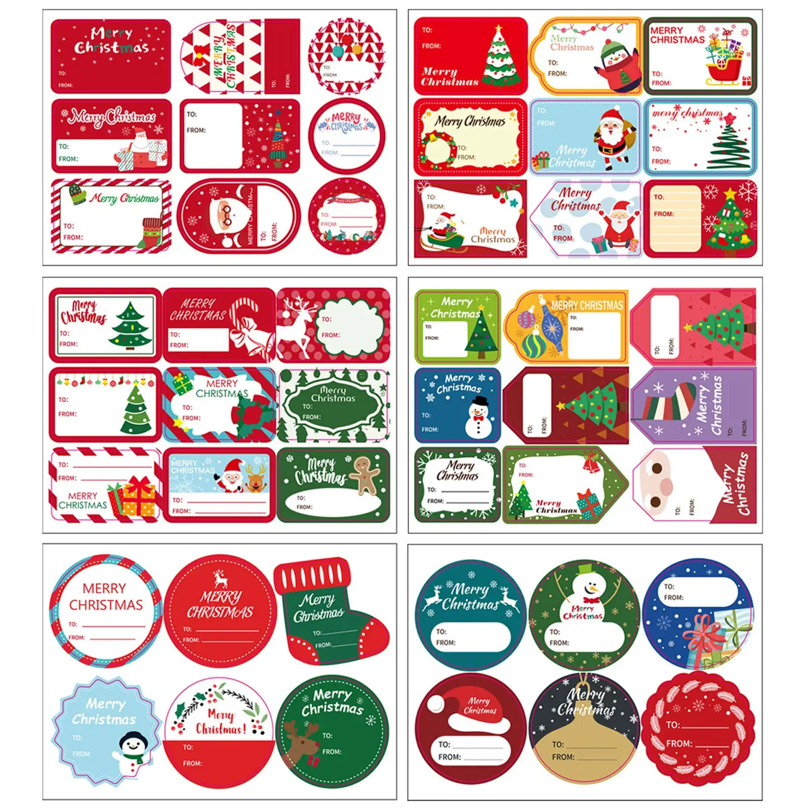 

48pcs Merry Christmas Adhesive Sealing Label Stickers Tag for Holiday Greeting Envelopes Goodie Bag Favors Sealing Gift Boxes