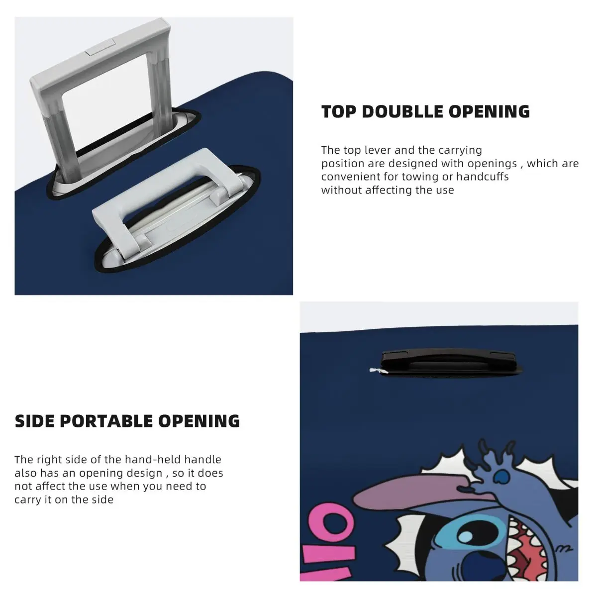 맞춤형 재미있는 스티치 어드벤처 애니메이션 수하물 커버 보호대 패션 여행 가방 커버 (18-32인치)