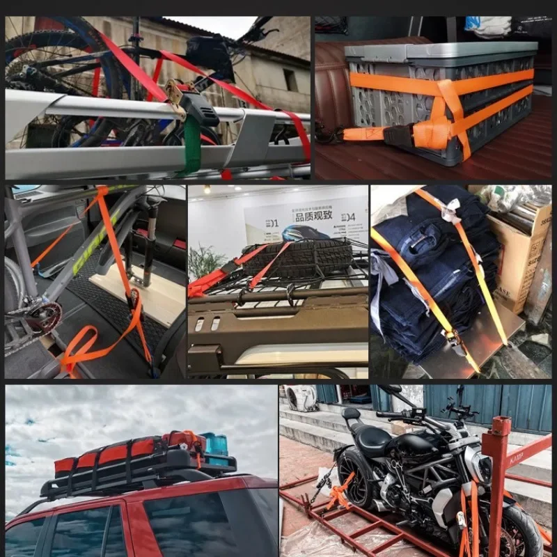 Ratchet Cargo Tensioner Car Cargo Strap Tie Truck Luggage Fixing Straps Heavy Duty Buckle Tightening Trailer Bike Lashing Tie