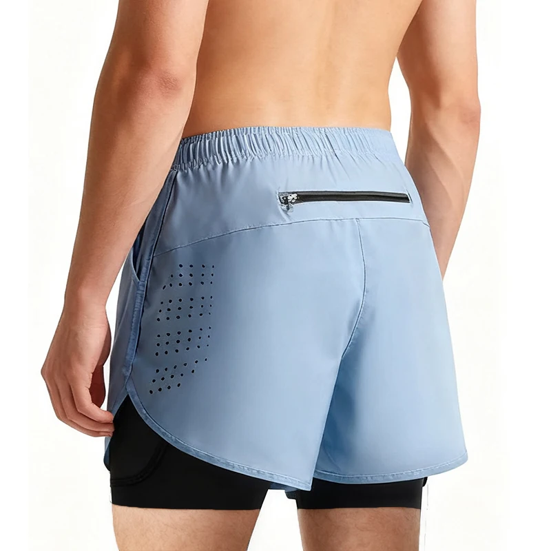 2025New hommes Shorts de course Shorts de sport 2 en 1 séchage rapide entraînement gymnase Fitness Jogging pantalons courts été hommes Shorts