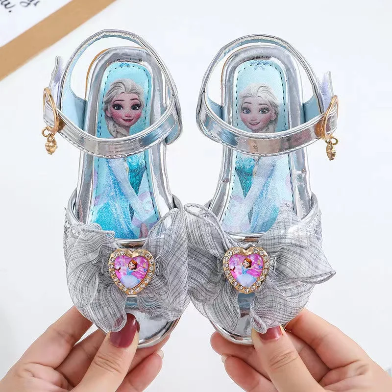 children's shoes for sale Baby Girls Sandals Leather Shoes Princess Dancing Cartoon Disney Frozen Anna Elsa Kids Children Glitter Crystal Shoes Bowknot girls leather shoes