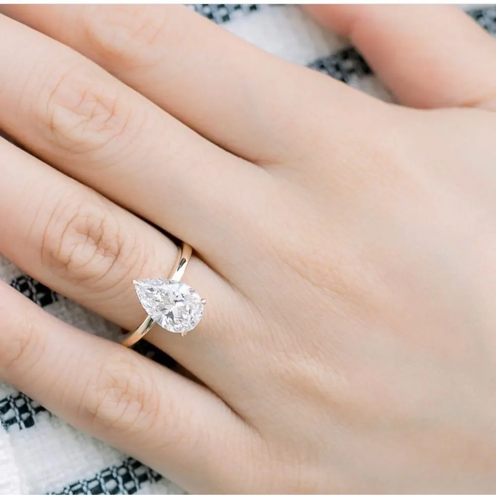 4ct Ice cut DF VVS1 Pear Moissanite Engagement Wedding Ring Halo Style Fine Jewelry 18k Yellow Gold