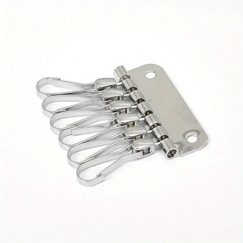 Leather Key Holder with 6 Hook Rivets - Wallet Keychain Organizer Accessory