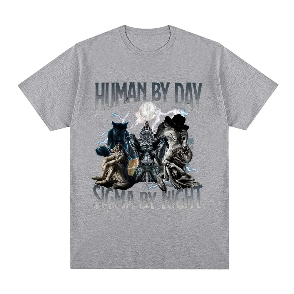 Human By Day, Wolf By Night - Funny Oversized Graphic T-Shirt