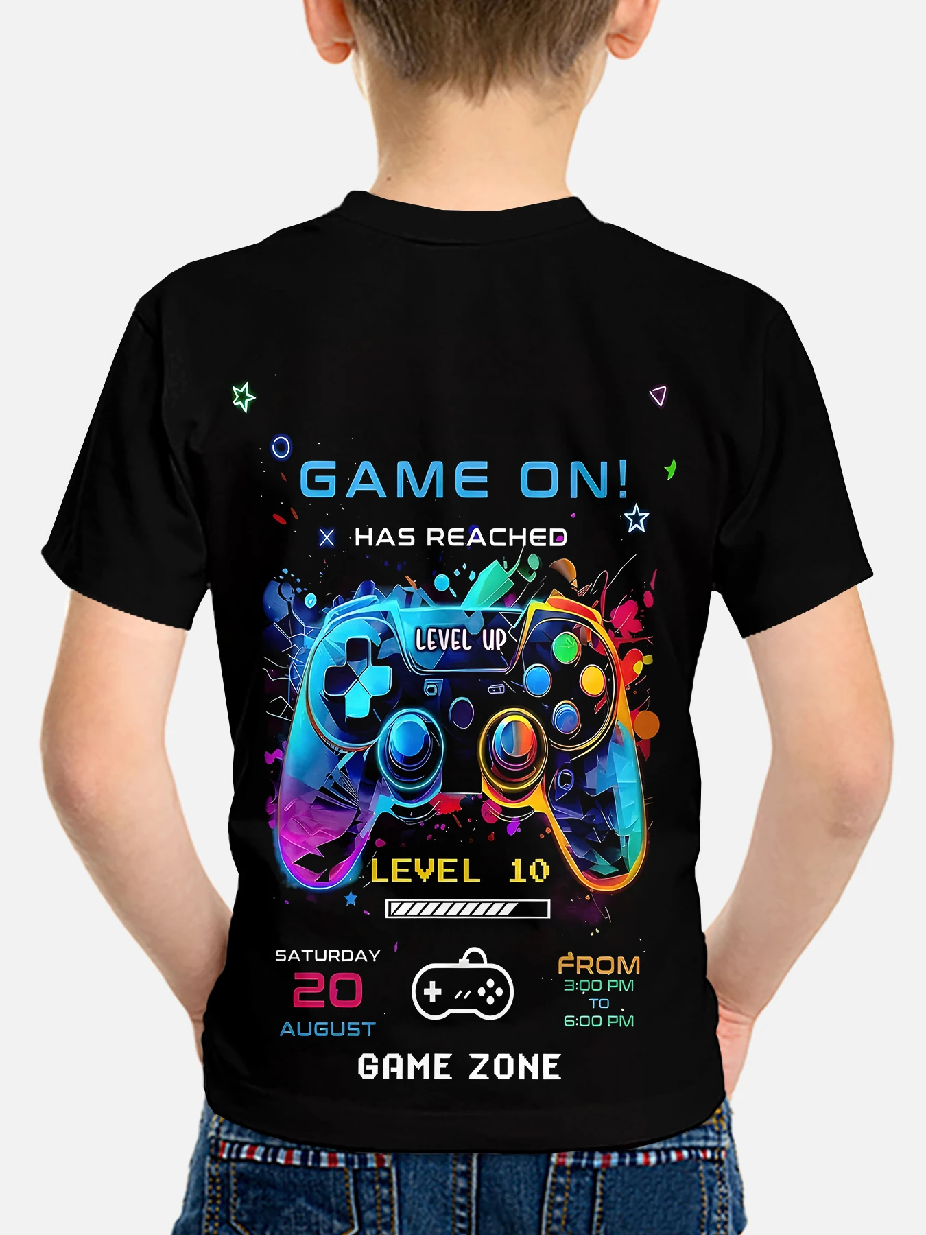 Fashionable summer children's short sleeved summer cool controller game console children's gift comfortable children's clothing 2
