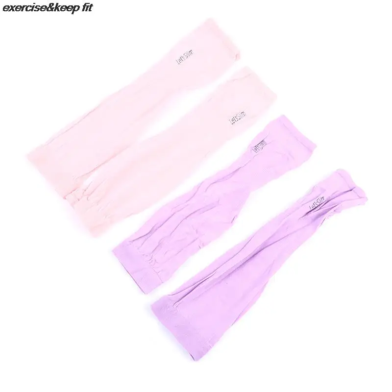Sun Protection Sleeves 1Pair Ice Silk Sleeve Arm Sleeves Anti-Slip Summer Men Women Outdoor Riding UV Protect