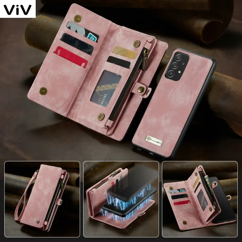 

Чехол CaseMe S22 для Samsung S23 Galaxy S21 S10 9 Plus A33 A53, кожаный чехол-бумажник на молнии для Samsung S23 Ultra, чехол для телефона