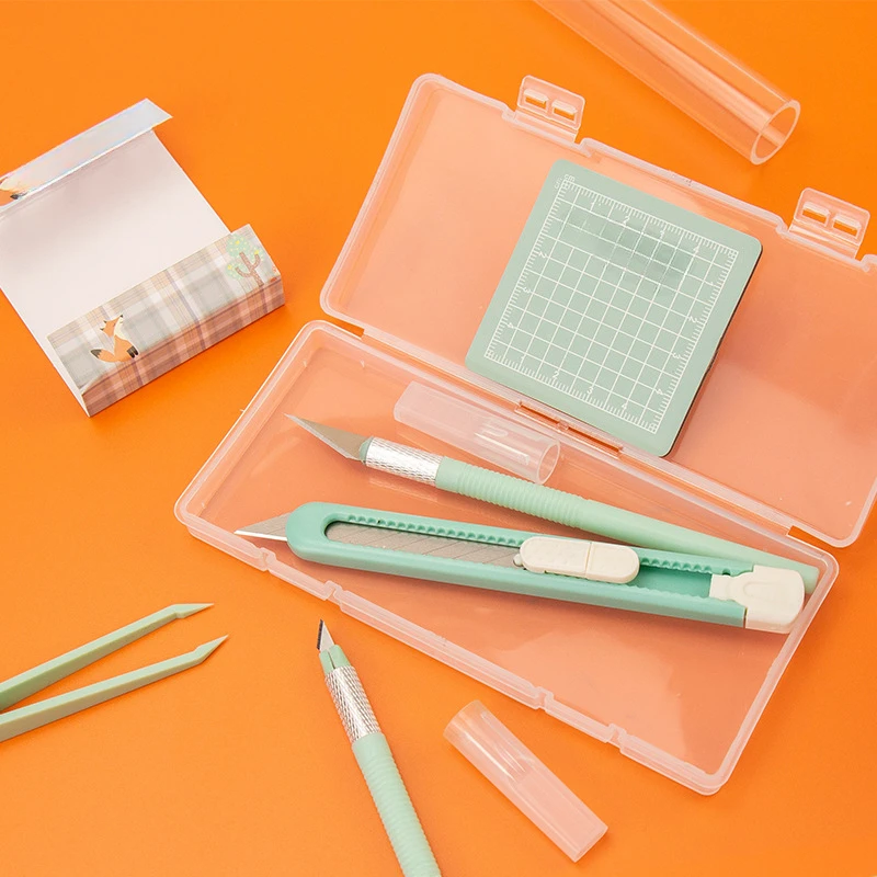 Knife cutting pad set Pen knife Carving knife utility Mint green cutting paper pad pointed tweezers tool