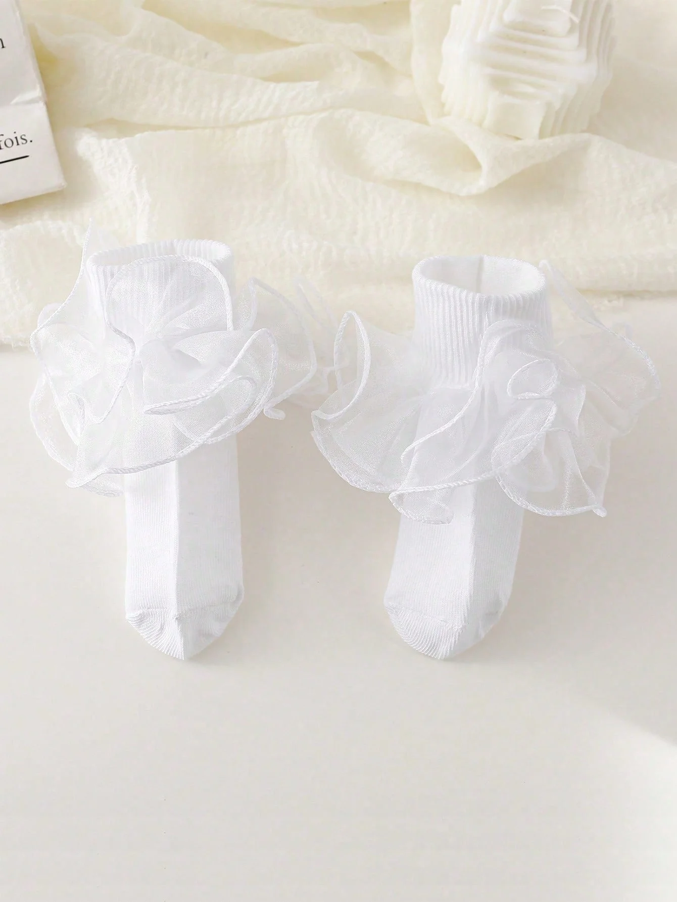 1 Paar süße Baby-Mädchen-Knöchelsocken mit Rüschenkanten, weiche, atmungsaktive Prinzessinnensocken, geeignet für den Alltag von Mädchen im Alter von 1-11 Jahren. – Detail 2
