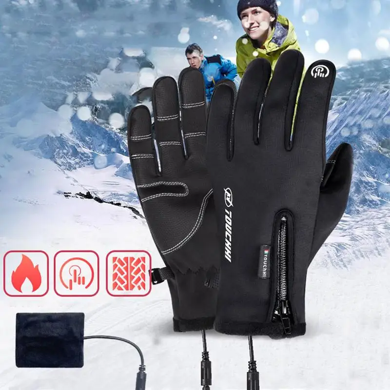 HeatedCyclingGlovesElectricHeatedHandWarmerUSBWinterWarm