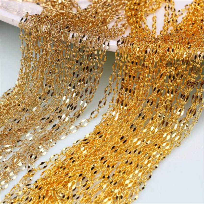 2 Meters 14K Gold Plated Flash Chains Extension Tail Chain Jewelry Making DIY Necklace Bracelet Crafts Clothing Accessories