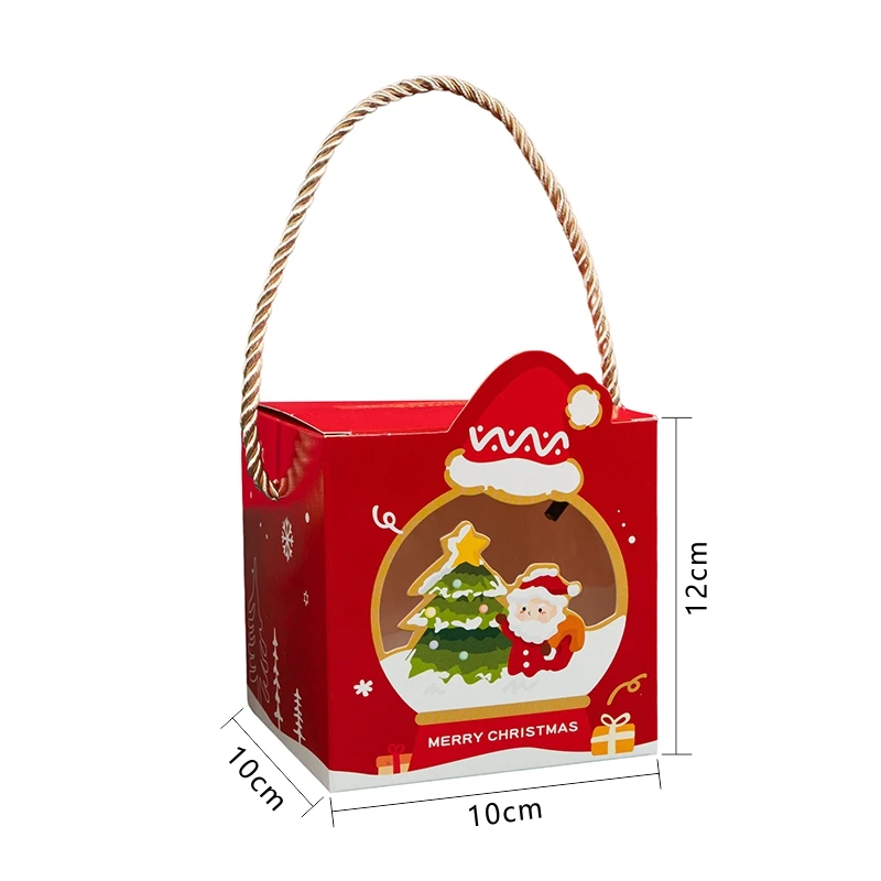 LBSISI Life 4pcs Christmas Portable Gift Boxes For Candy Cookie Nougat Chocolate Packaging Xmas New Year Party Favours For Kids