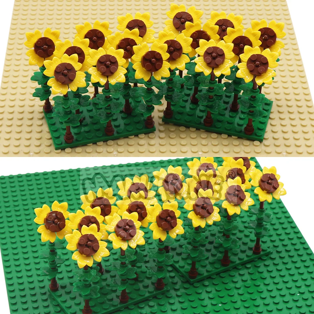 MARUMINE 105PCS 해바라기 빌딩 블록 세트 MOC 크리 에이 티브 가든 농장 장면 벽돌 건설 모델 키트 액세서리 3260 3036