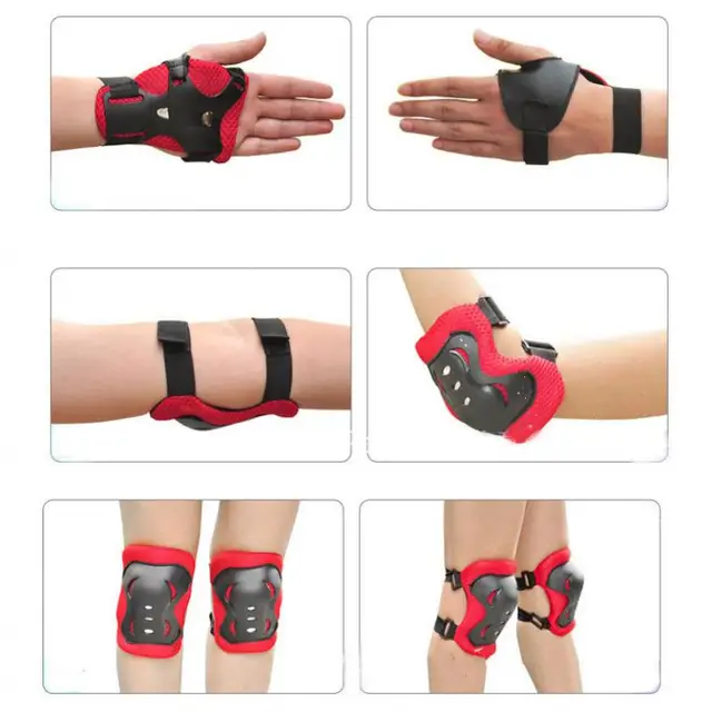 6Pcs/Set Teens & Kids Knee Pads Elbow Pads Wrist Guards Protective Gear Set For Roller Skating Skateboarding Cycling Sports 1
