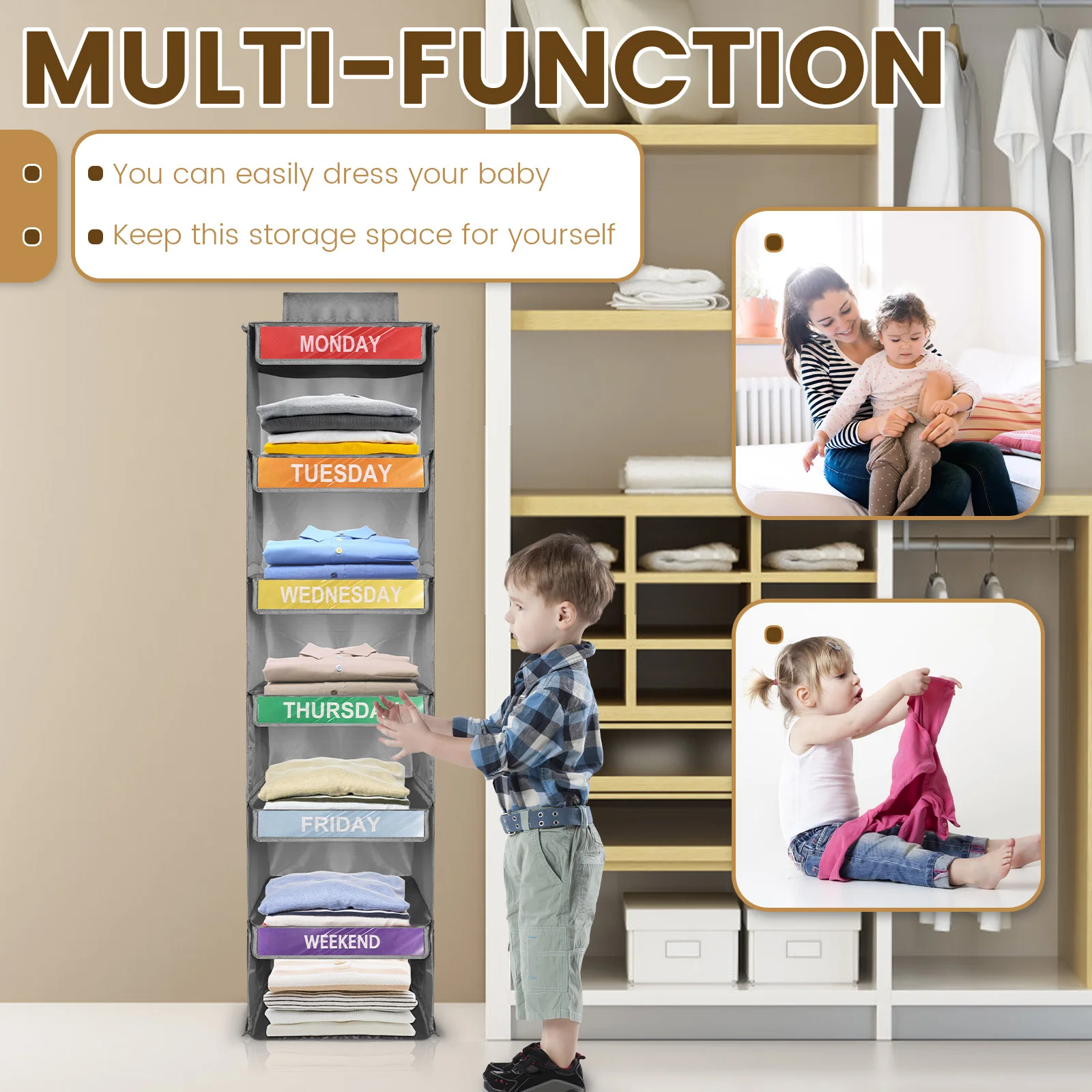 Foldable Closet Organizer Bag for Kids Clothes and Toys