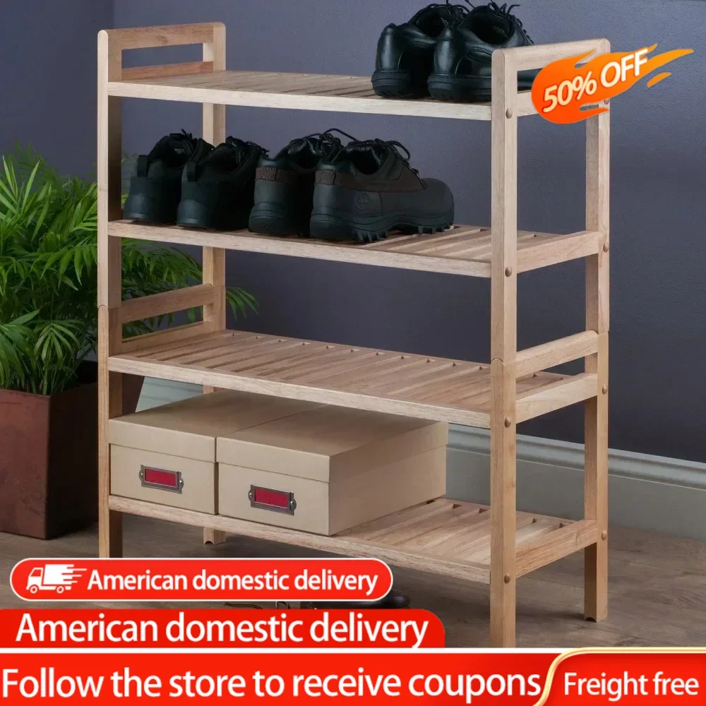 

Wood Mercury 2-Piece Stackable Shoe Rack Shoe-shelf Natural Finish Freight Free Shoes Storage Clothing Wardrobe Home Garden