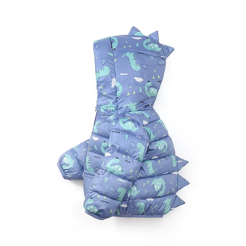 2-6 Y Kids Dinosaur Shaped Puffer Jacket Toddler Hooded Warm Winter Coat