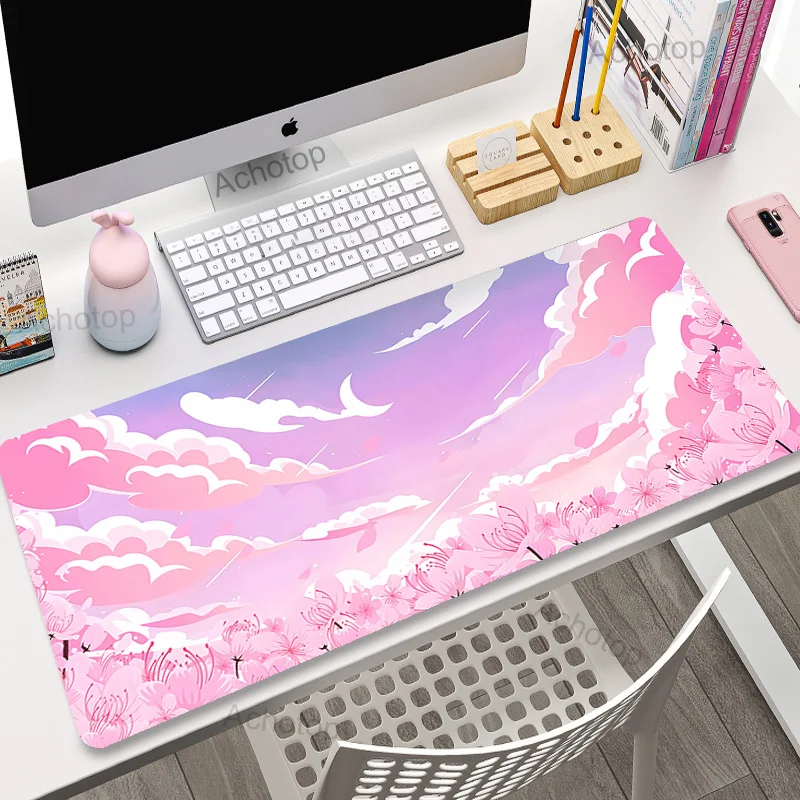 Kawaii Pink Clouds XXL Gaming Mouse Pad – Large 100x55cm Desk Mat