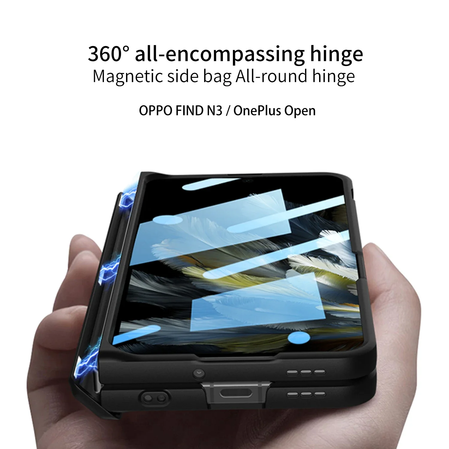 For OnePlus Open Case Skin-Friendly Matte Bracket Folding Hinge With Tempered Film All Inclusive Shockproof Protective Hard Case