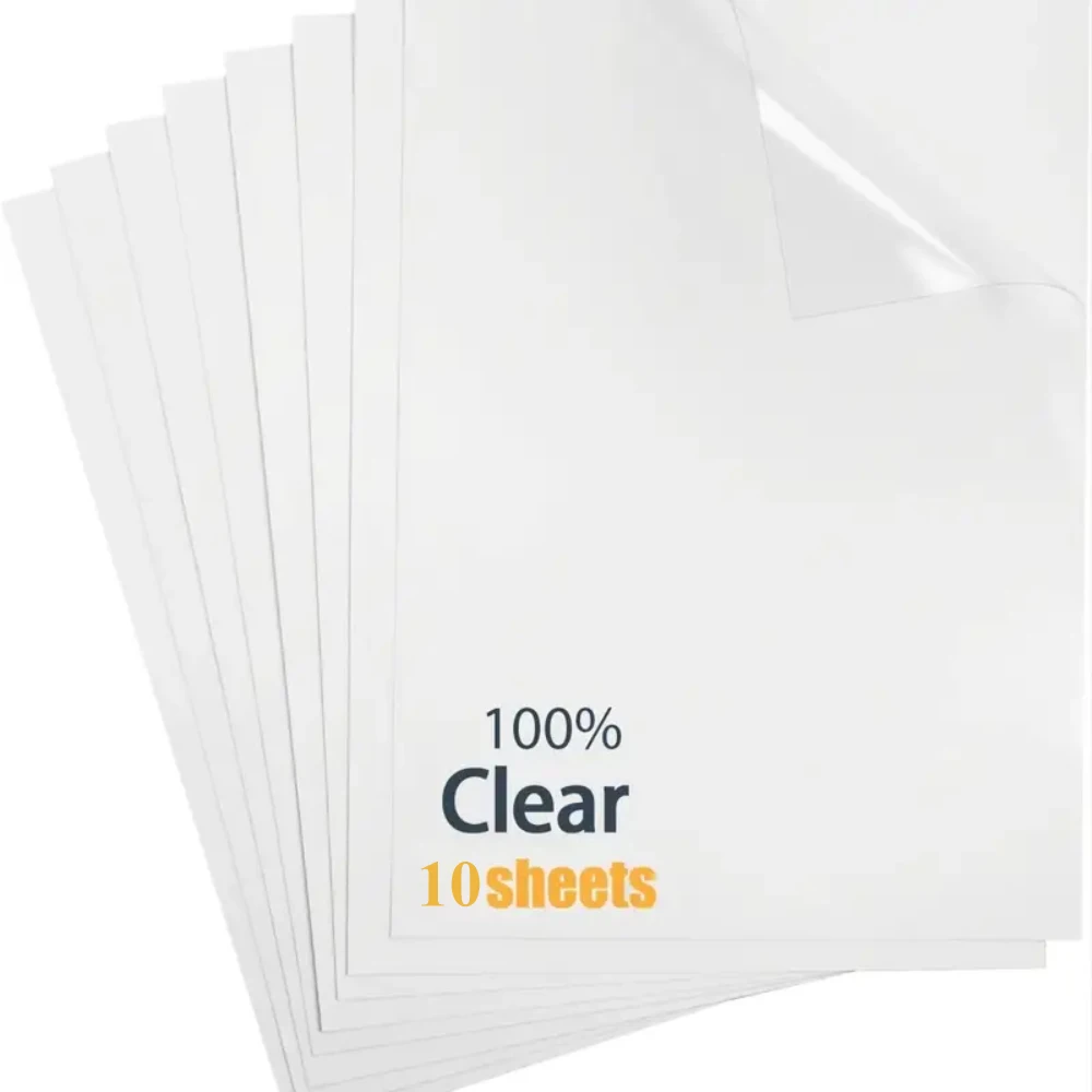 10-Sheets-100-Transparent-Vinyl-Sticker-Paper-A4-Label-Sticker-for-Inkjet-Printer-No-Waterproof ...