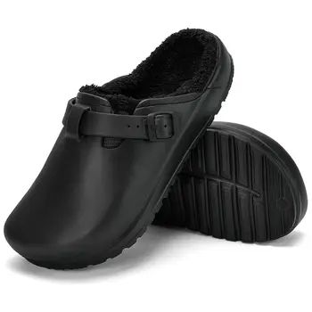 Womens Clogs Winter Mules Slip on Nurse Shoes Work Garden Slippers with Cotton Lined New Outdoor and Indoor Soft Cotton Shoes 1