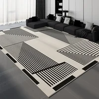 Black White Luxury Living Room Carpet Geometric Line Decorative Carpets Non-Slip Bedroom Rug Light Luxury Art Room Rugs Alfombra 1