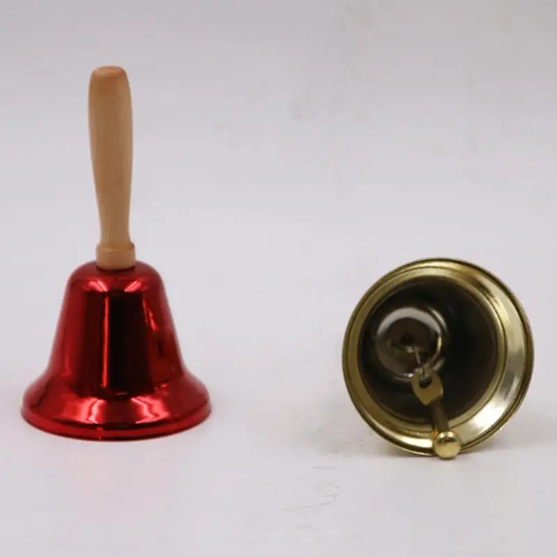 Christmas Hand Bell with Wooden Handle for Kindergarten Kids Jingle Ring Xmas Decorations christmas decorations jingle bells hand bell christmas bell