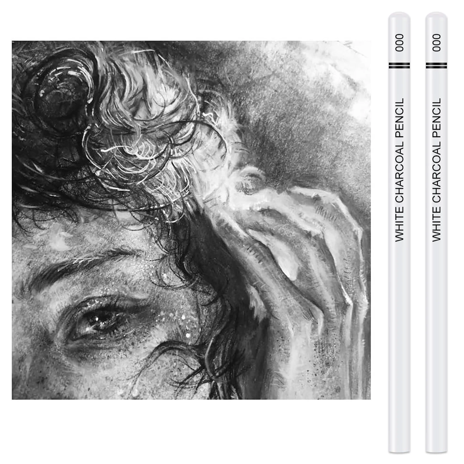 6-29개입 화이트 스케치 숯 연필 - 전문가용 스케치 하이라이트 화이트 숯 목재 연필 (아티스트 드로잉, 스케칭, 블렌딩용)