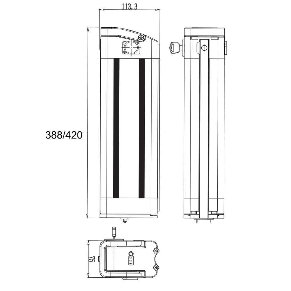 SSE-014 Silver Fish 36V 10.4Ah 13Ah 15Ah 16Ah 17.5Ah Down tube Battery for V&eacute;lec A2 Moma Ebike Battery