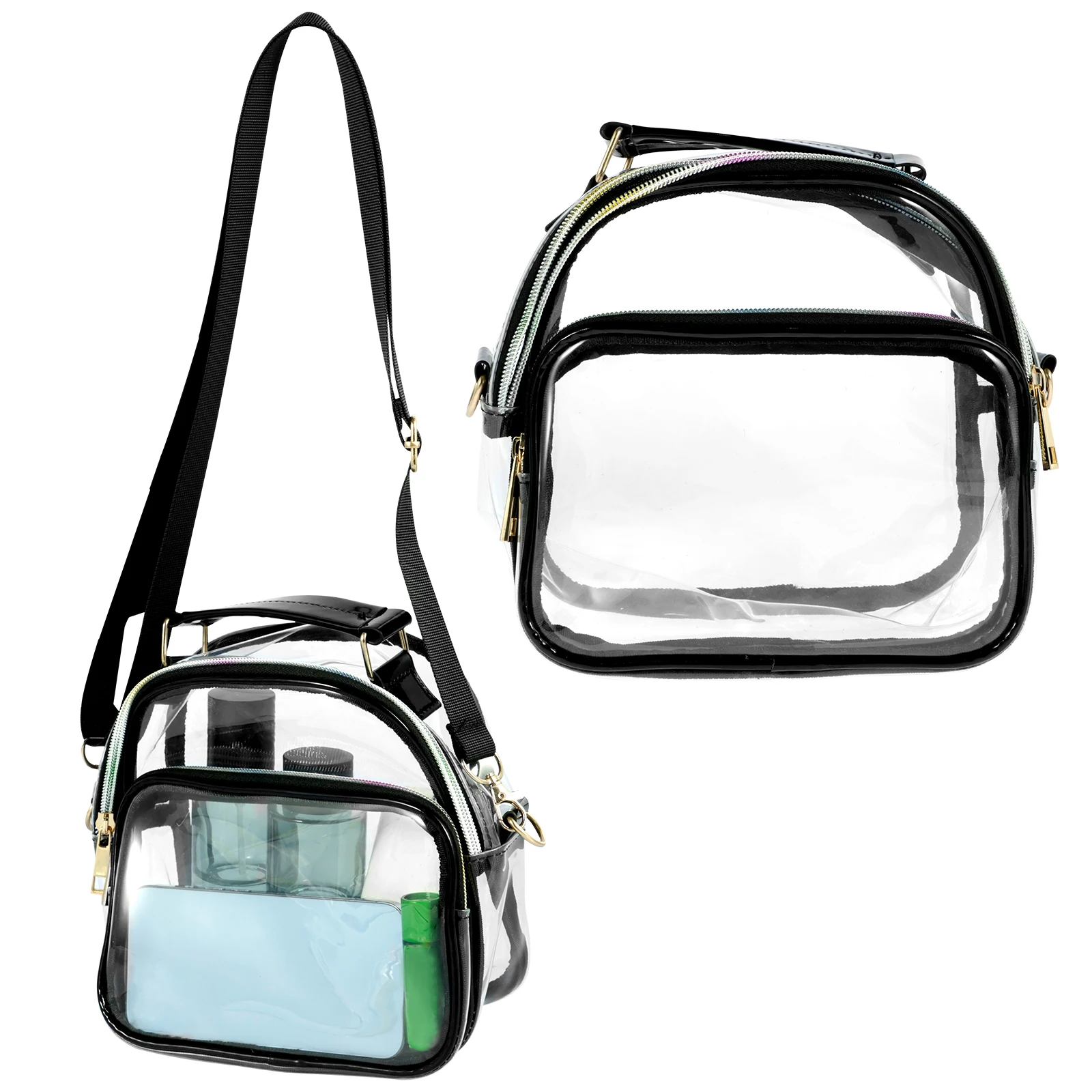 

Transparent Bag TPU Clear Bag for Women Men Large Capacity Crossbody Shoulder Bag with Front Pocket Gym Clear Bag with
