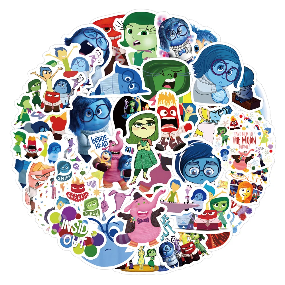 10/30/50pcs Disney Movie INSIDE OUT Stickers Kid Cartoon Sticker Waterproof Scrapbooking Laptop Skateboard Bike Funny Decal Toys 20 sheets handbook stickers waterproof self adhesive cartoon bunny diy hand account scrapbooking stationery laptop stickers ins