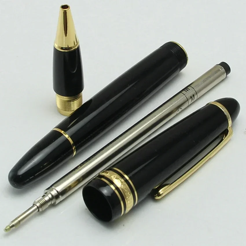 High Quality Luxury Meisterstuck 149 MB Fountain Pen 18K F Nib Black Resin Gold-Plating Calligraphy Feather Caneta Smooth