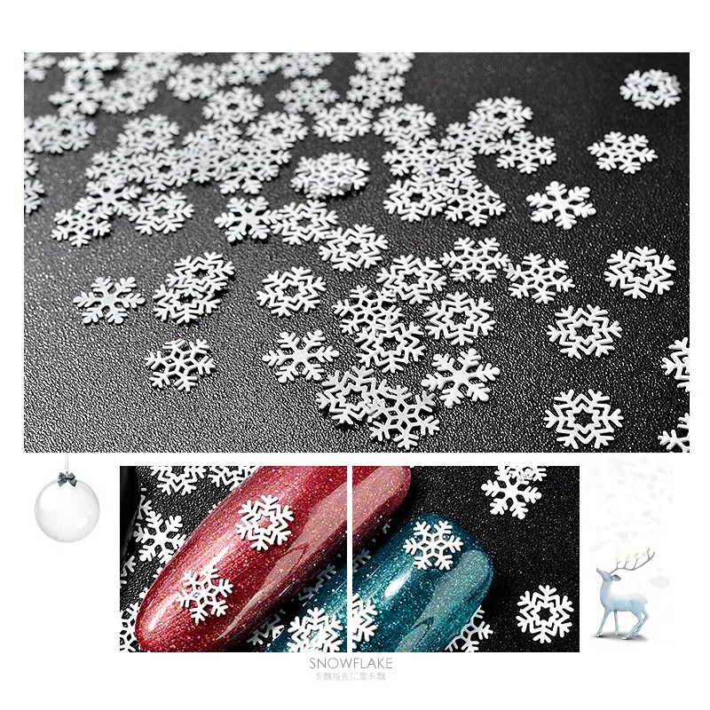 1Jar Mix Fiocchi Di Neve Nail Glitter Paillettes Hollow-Out Nail Arts Paillette Christmas White Snow Flakes Xmas Spangoli Forniture Per Unghie