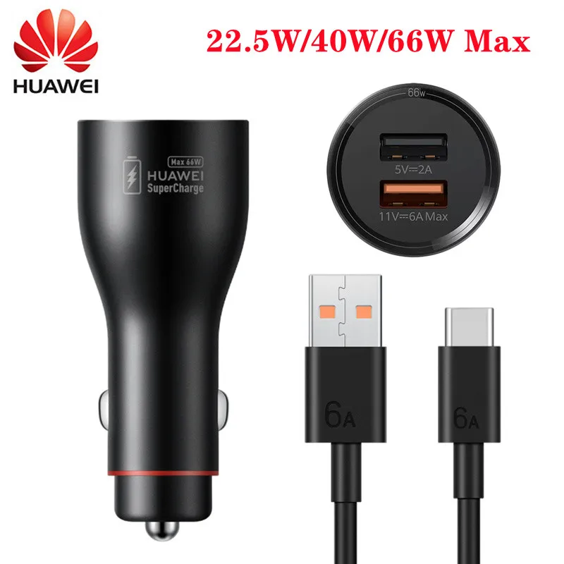 Original Huawei Super Fast Charge Car Charger Max 66w 40w 22.5w Se Adapter Double Usb Huawei Car