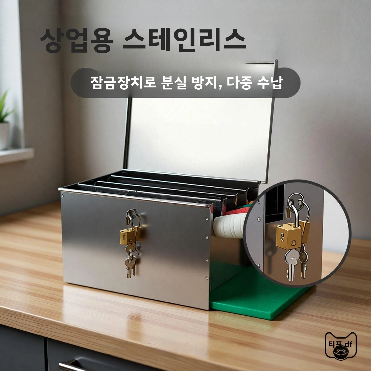 스테인리스 스틸 나이프 홀더(잠금 커버 포함) 주방 보관 랙 상업용 나이프 베이..