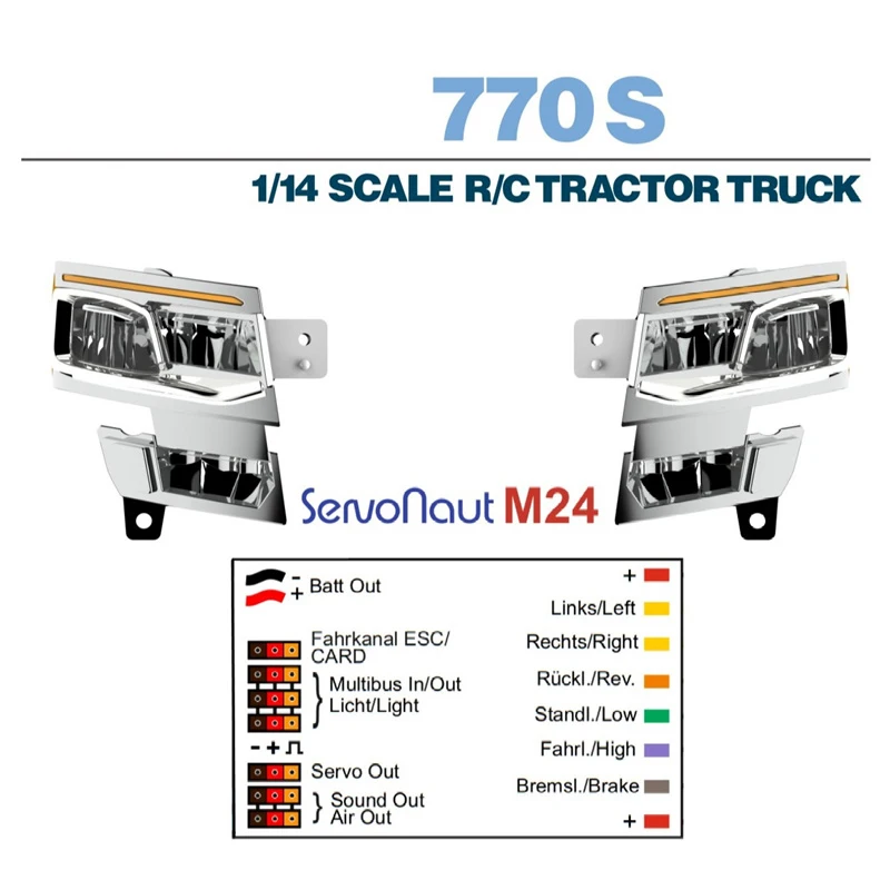 770S LED 5V Headlight Lighting System Lamp for 1/14 Tamiya