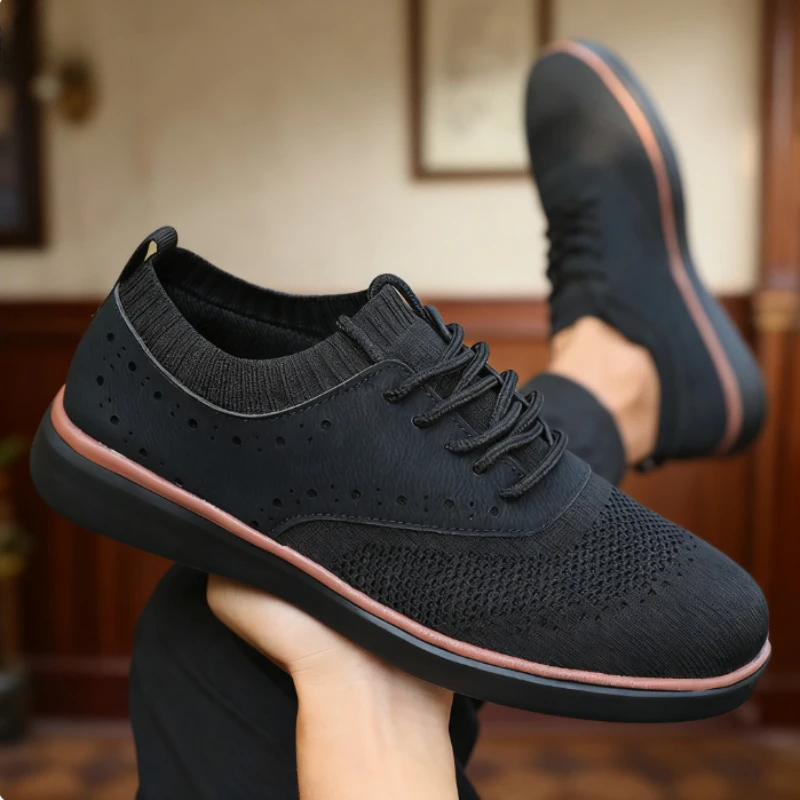 Hot Selling Bestseller Men's Shoes Casual Mesh Brogue Sneakers Minimalist Zero Drop Breathable Walking Shoes Chaussure De Sport
