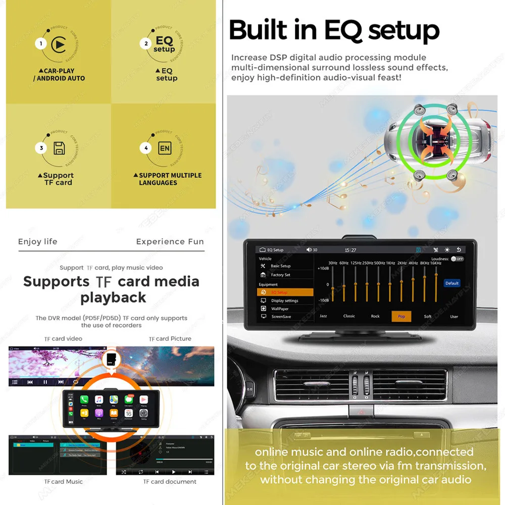 10.26" car intelligent systems Smart screen Car Monitor Wireless CarPlay Android Auto GPS Navigation Multimedia Player Dashboard