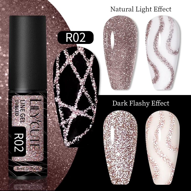 LILYCUTE 5ml Super Bright Metallic Gel Nail Polish – Gold & Silver Mirror Finish