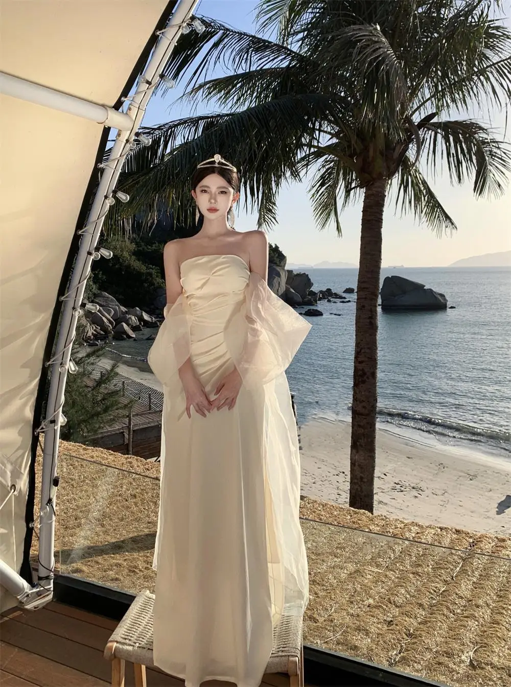 Elegant Wedding Long Dresses for Women Strapless Bodycon Mermaid Evening Party Dress Slim Prom Robe Korean Fashion Vestido Mujer